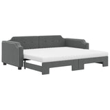 Lit de jour avec gigogne et matelas gris foncé 90x200 cm tissu