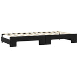 Day bed with trundle and black mattress 90x200 cm fabric