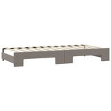 Lit de jour avec gigogne et matelas taupe 90x200 cm tissu