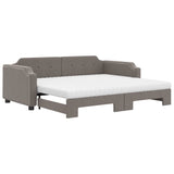 Lit de jour avec gigogne et matelas taupe 100x200 cm tissu