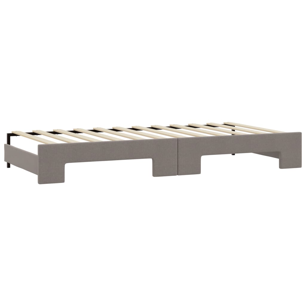 Lit de jour avec gigogne et matelas taupe 100x200 cm tissu