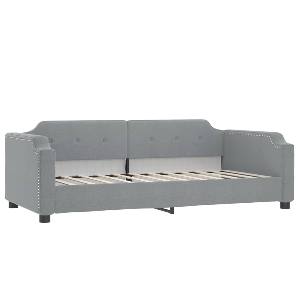 Lit de jour avec gigogne et matelas gris clair 90x190 cm tissu