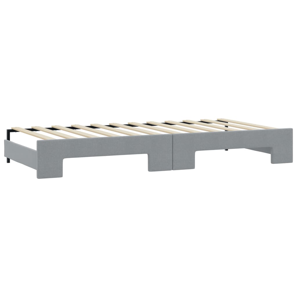 Lit de jour avec gigogne et matelas gris clair 90x190 cm tissu