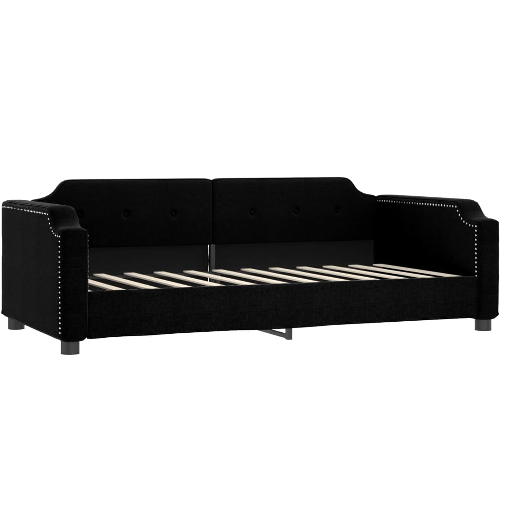 Day bed with trundle and drawers without mattress black 80x200 cm