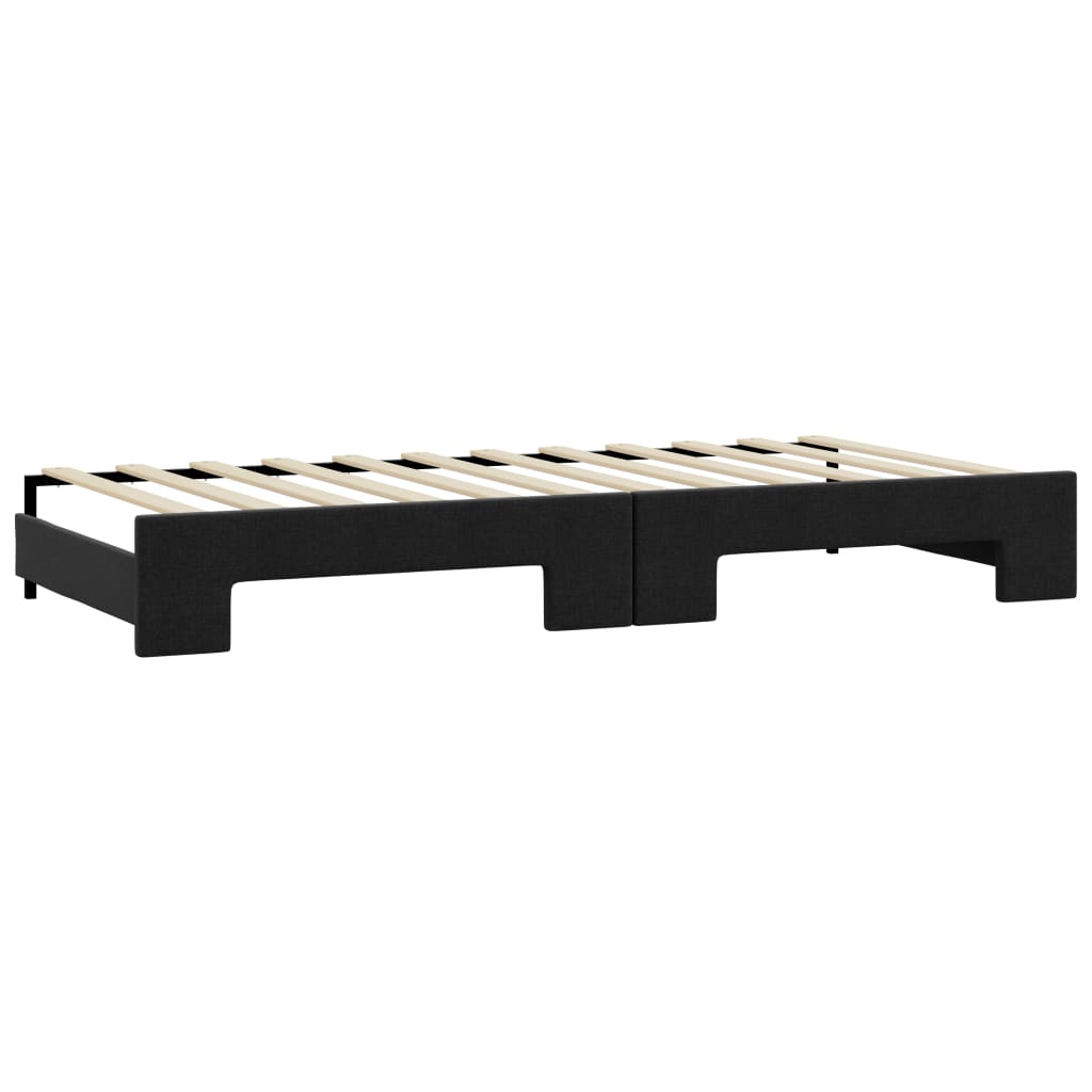 Day bed with trundle and drawers without mattress black 80x200 cm