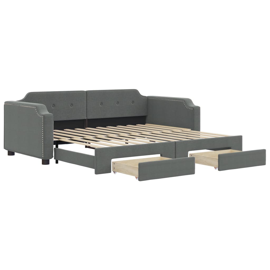 Day bed with trundle and drawers without mattress 90x200 cm