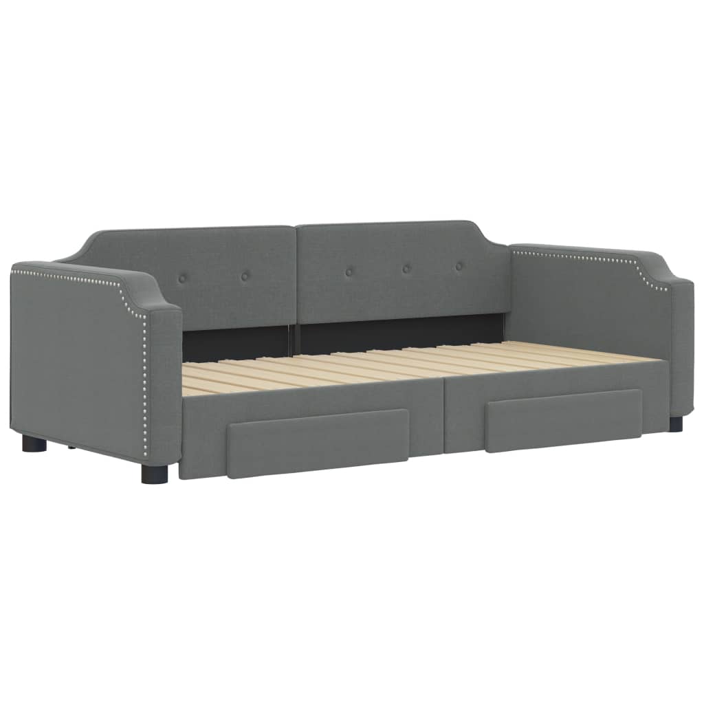 Day bed with trundle and drawers without mattress 90x200 cm