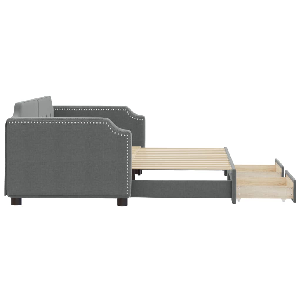 Day bed with trundle and drawers without mattress 90x200 cm