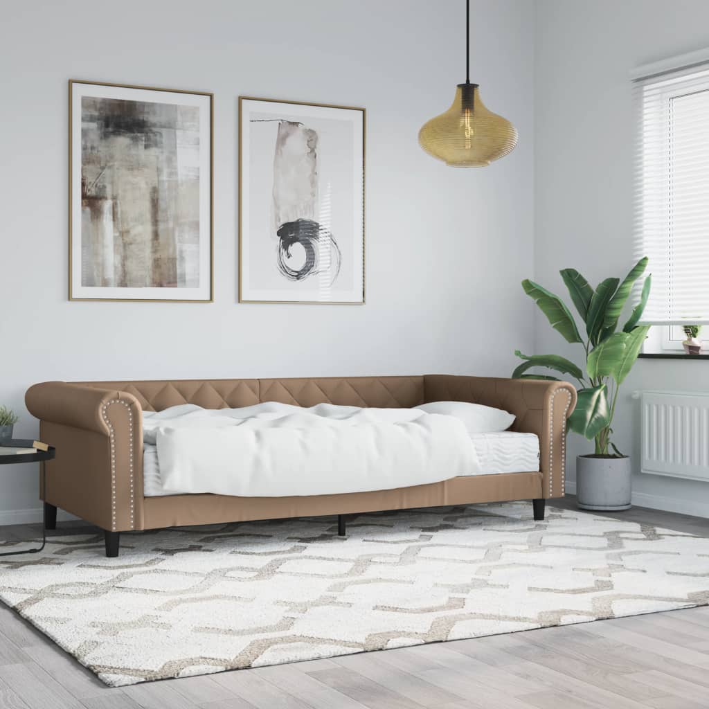 Lit de jour avec matelas cappuccino 90x200 cm similicuir