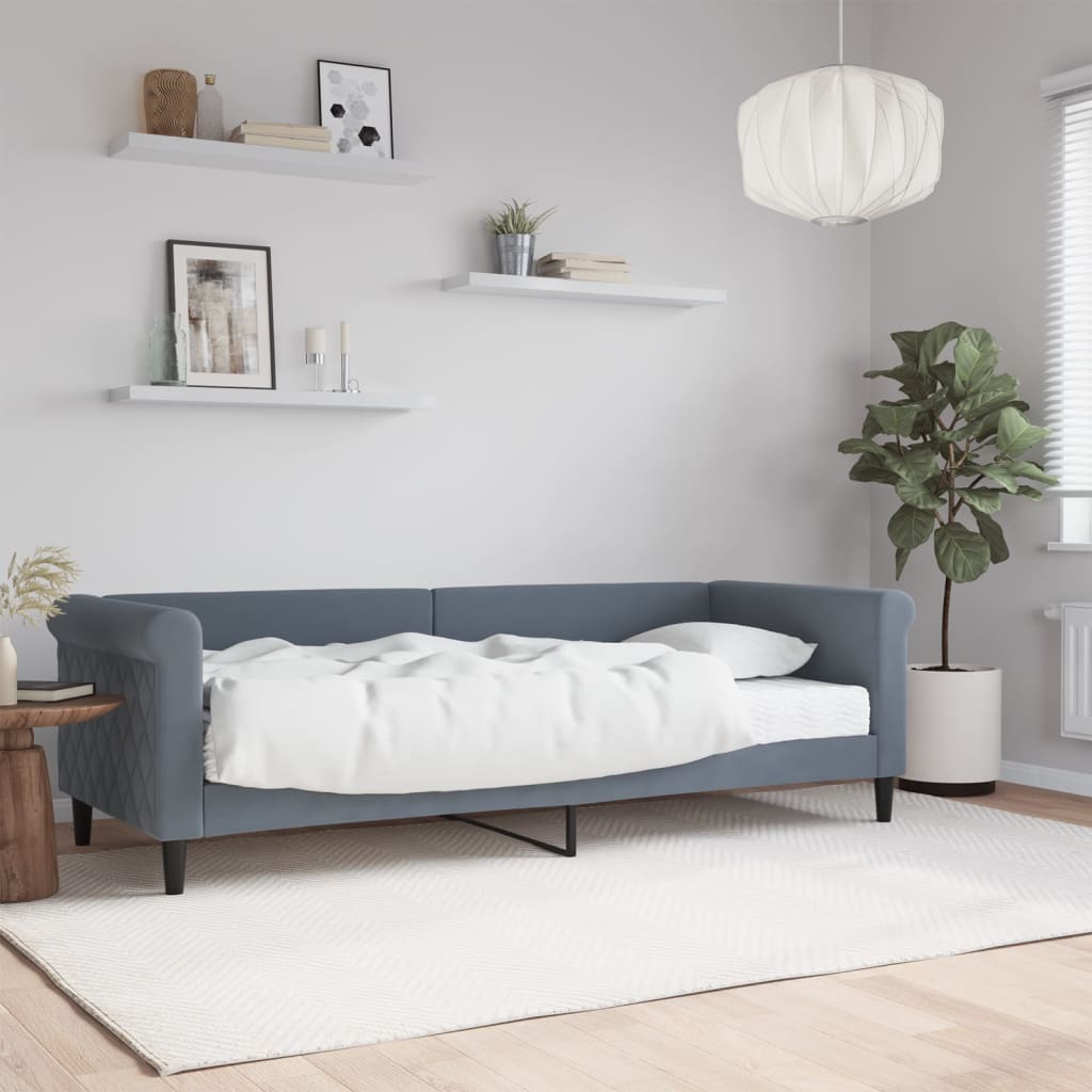 Lit de jour avec matelas gris foncé 80x200 cm velours