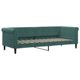 Day bed with dark green mattress 80x200 cm velvet