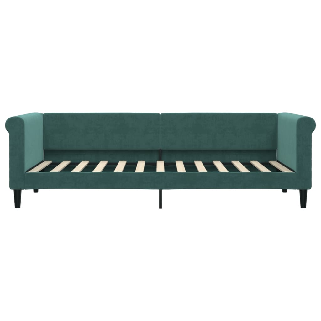 Day bed with dark green mattress 80x200 cm velvet