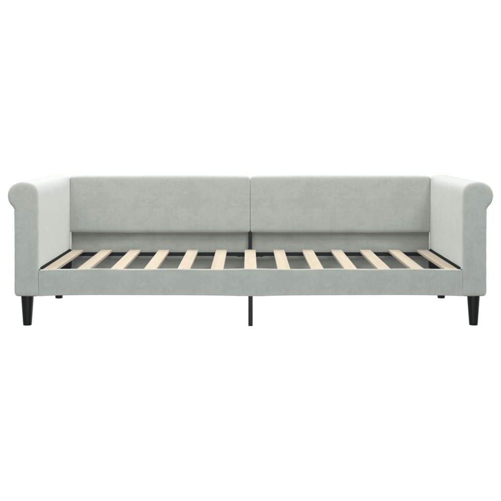 Lit de jour avec matelas gris clair 90x200 cm velours