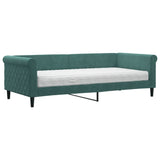 Lit de jour avec matelas vert foncé 90x200 cm velours