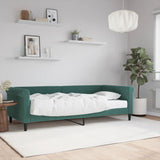 Day bed with dark green mattress 90x200 cm velvet