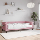 Lit de jour avec matelas rose 90x200 cm velours