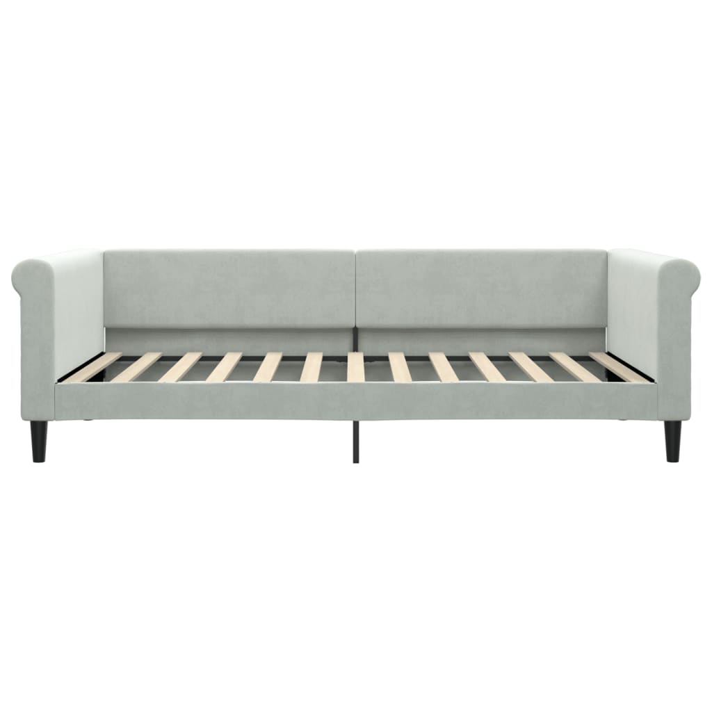 Lit de jour avec matelas gris clair 100x200 cm velours