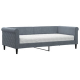 Lit de jour avec matelas gris foncé 90x190 cm velours