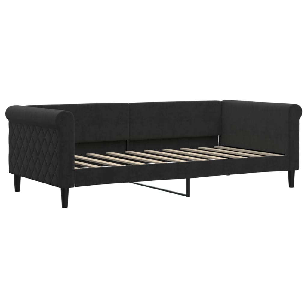 Lit de jour avec matelas noir 90x190 cm velours