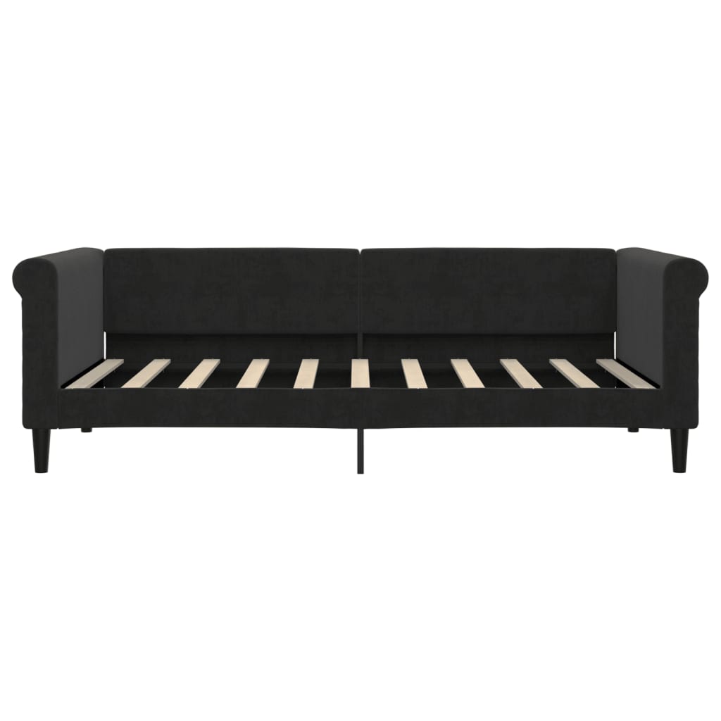 Lit de jour avec matelas noir 90x190 cm velours