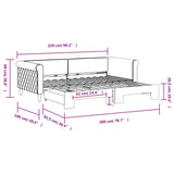 Lit de jour avec gigogne sans matelas gris clair 90x200 cm