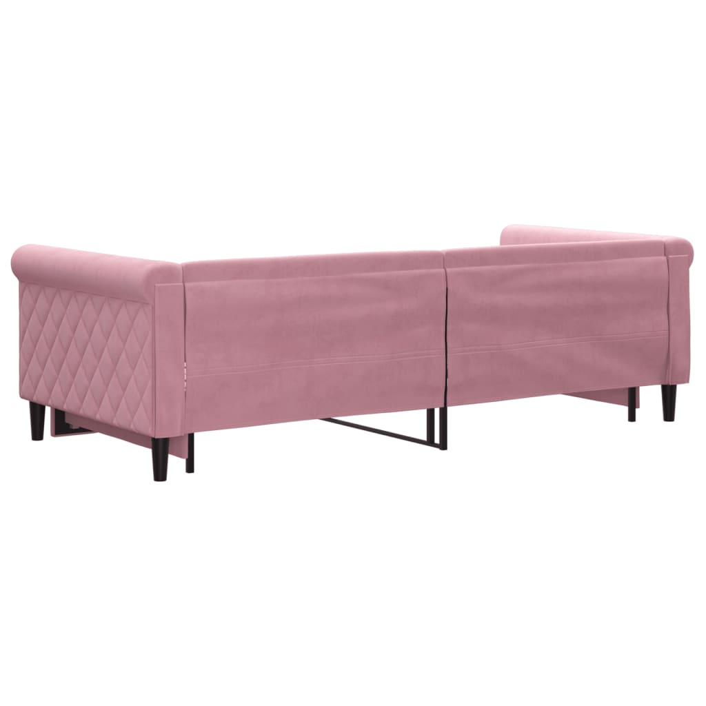 Lit de jour avec gigogne sans matelas rose 90x200 cm