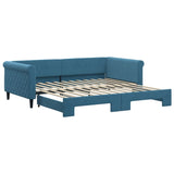 Day bed with trundle without mattress blue 100x200 cm