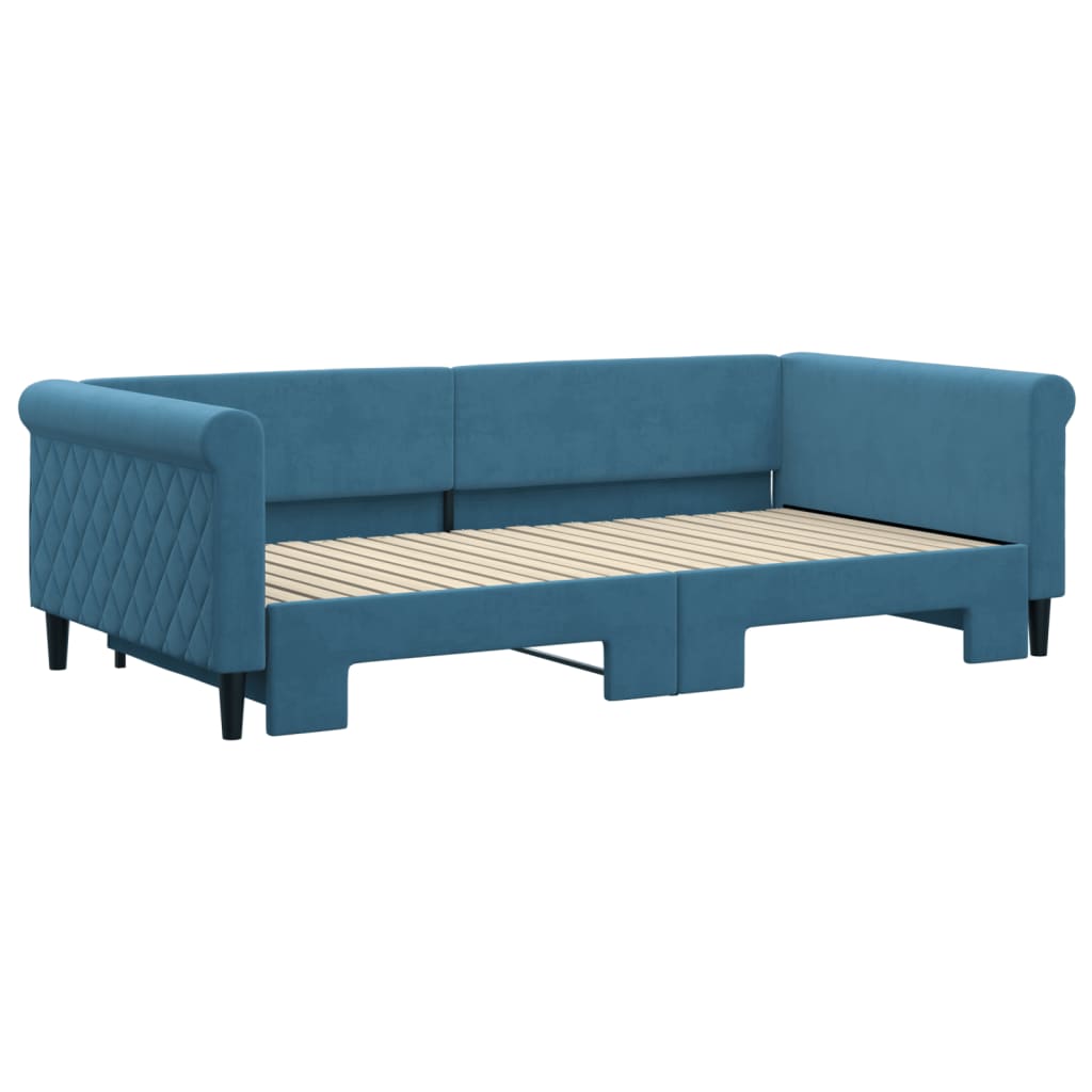 Day bed with trundle without mattress blue 100x200 cm