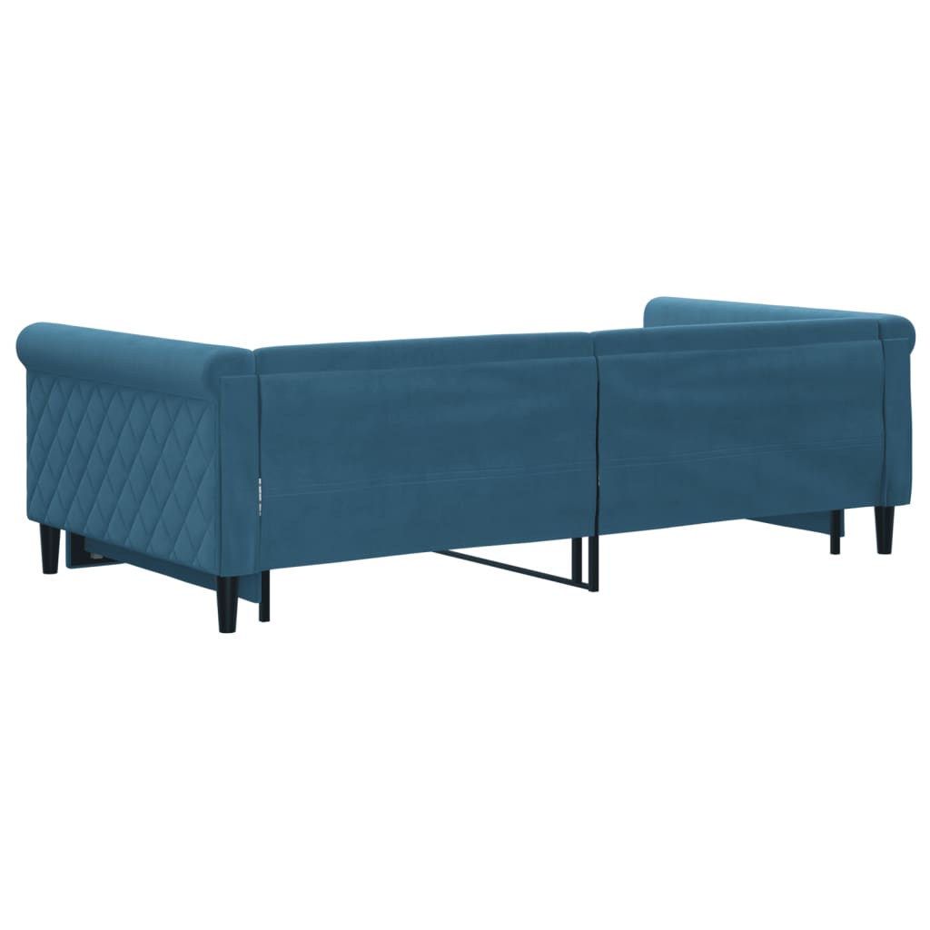 Day bed with trundle without mattress blue 100x200 cm