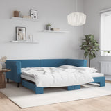 Day bed with trundle without mattress blue 100x200 cm