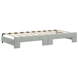 Lit de jour avec gigogne et matelas gris clair 90x190cm velours