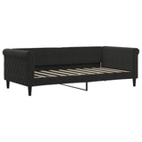 Lit de jour avec gigogne et matelas noir 90x190 cm velours