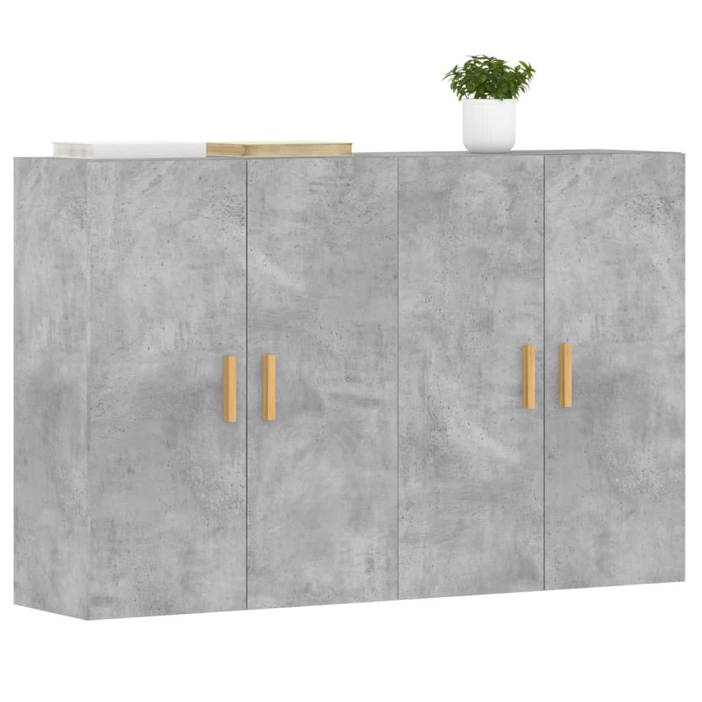 2 pcs wall cabinets concrete gray engineered wood