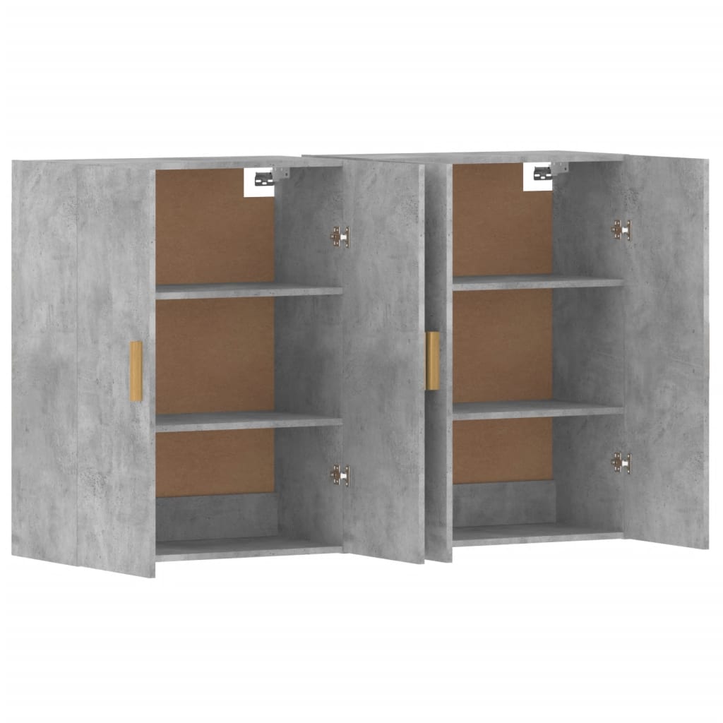 2 pcs wall cabinets concrete gray engineered wood