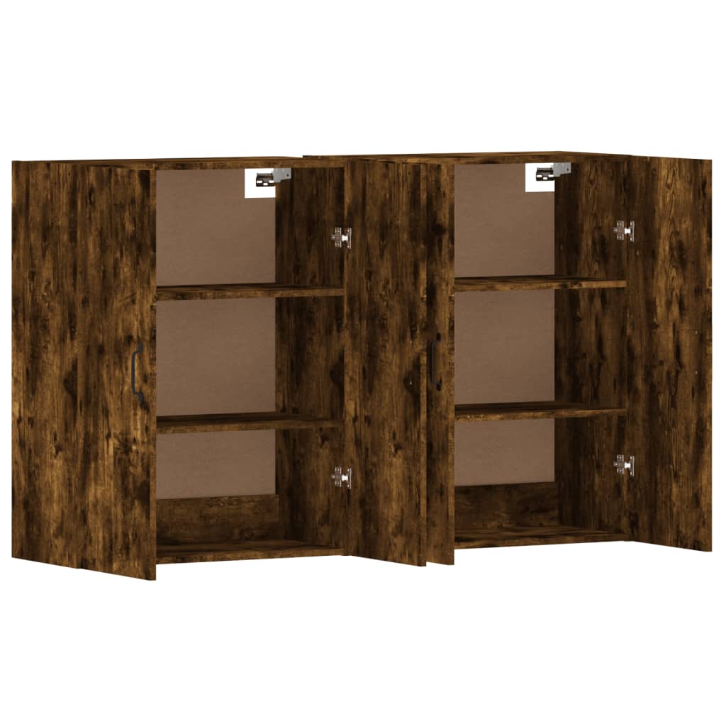 Wall cabinets 2 pcs smoked oak engineered wood