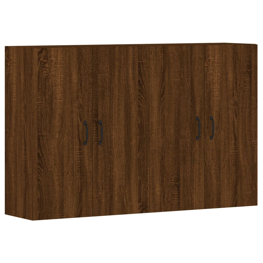 2 pcs wall cabinets oak brown engineered wood