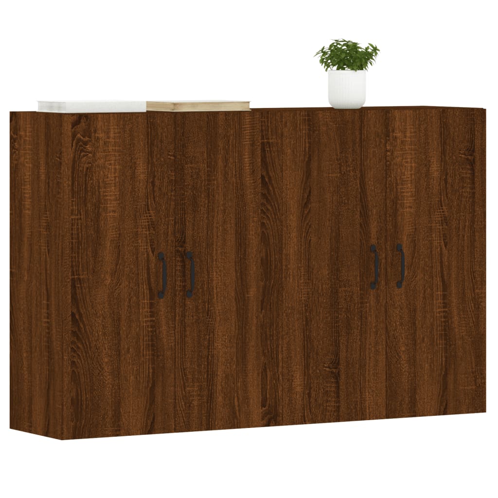 2 pcs wall cabinets oak brown engineered wood