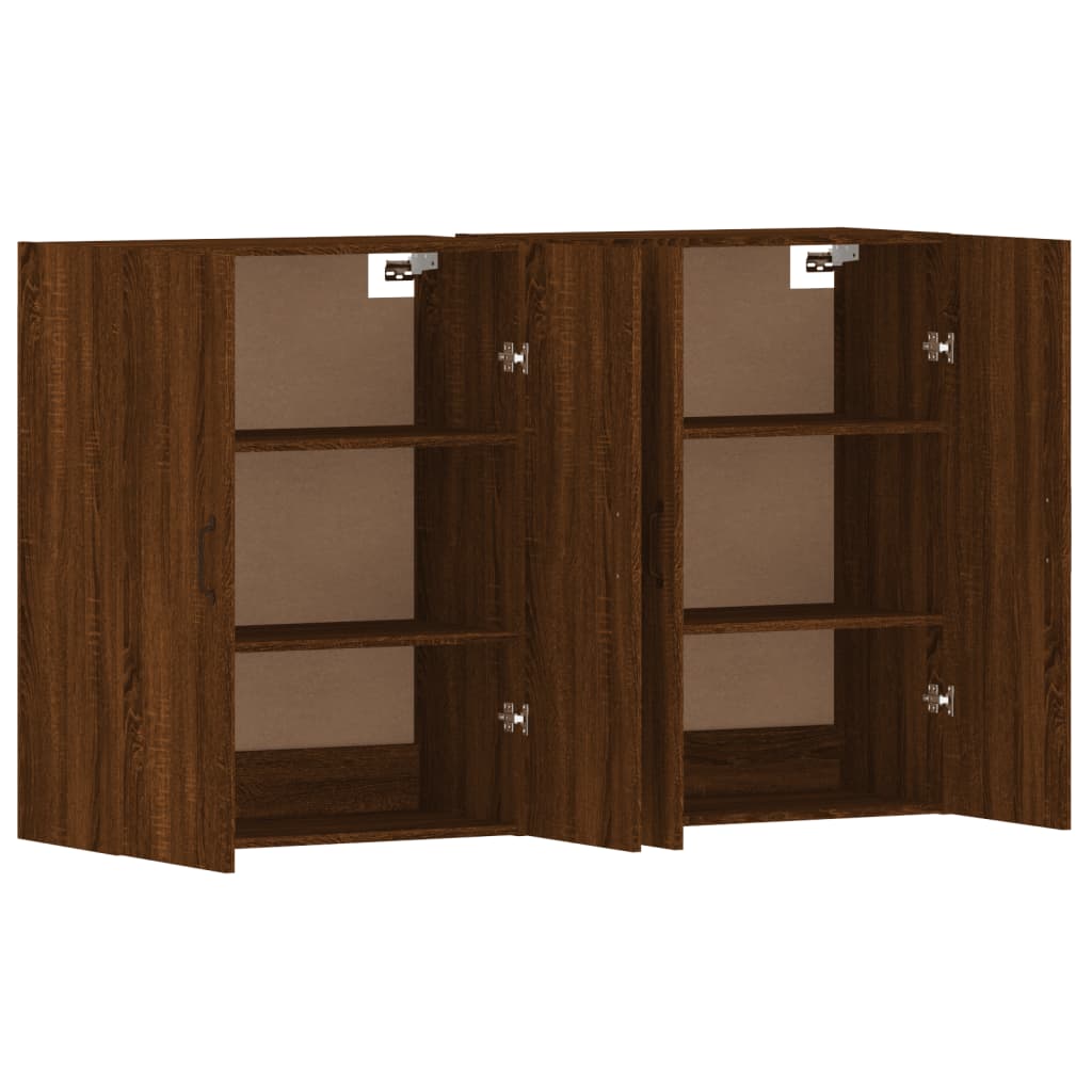 2 pcs wall cabinets oak brown engineered wood