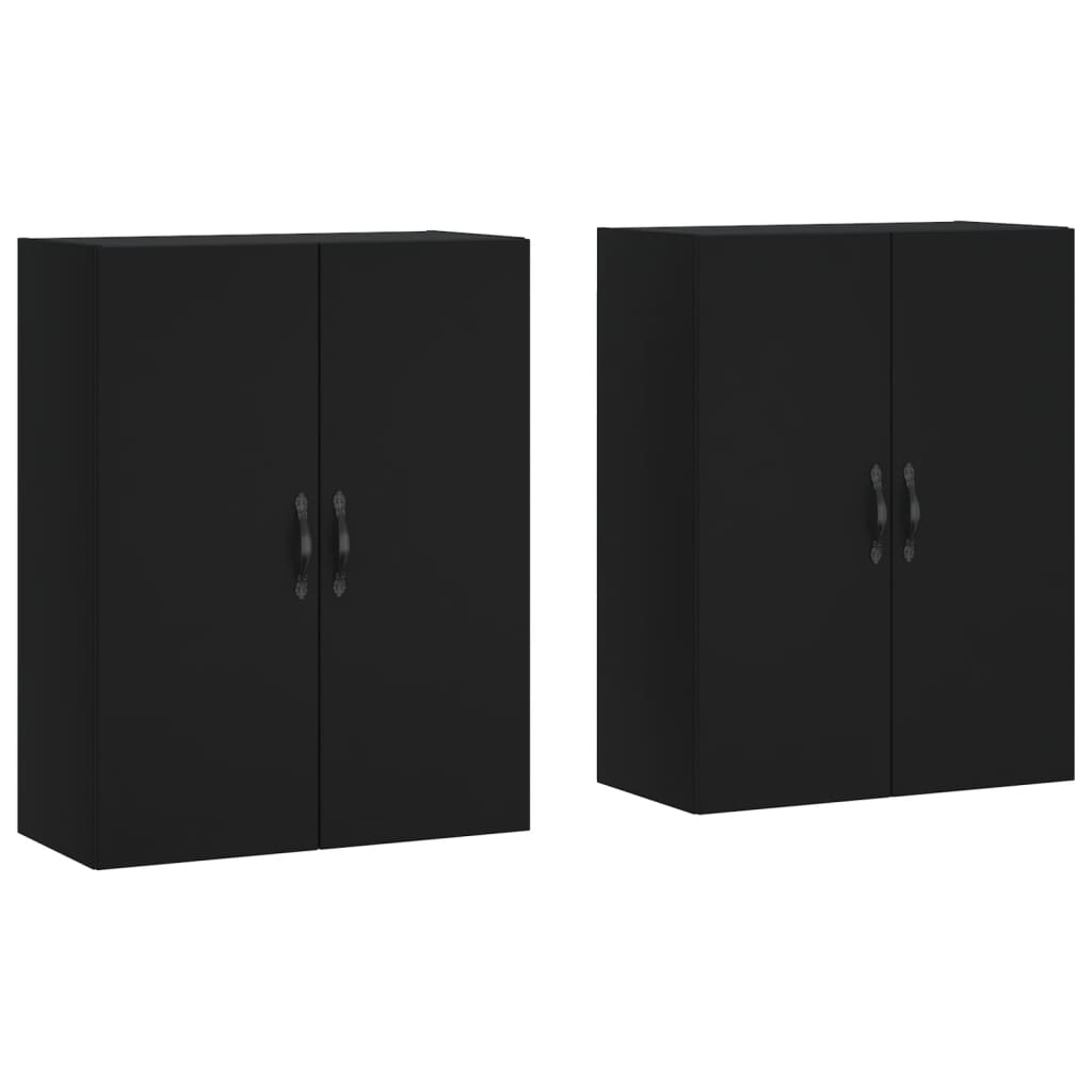 Armoires murales 2 pcs noir bois d'ingénierie