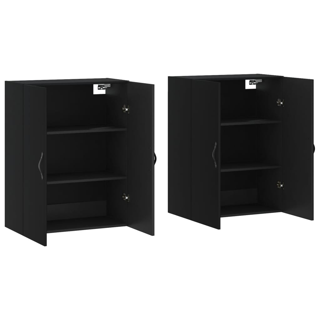 Armoires murales 2 pcs noir bois d'ingénierie