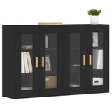 2 pcs wall cabinets black engineered wood