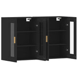 2 pcs wall cabinets black engineered wood