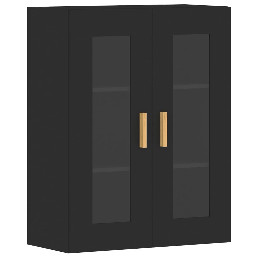 2 pcs wall cabinets black engineered wood