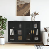 2 pcs wall cabinets black engineered wood