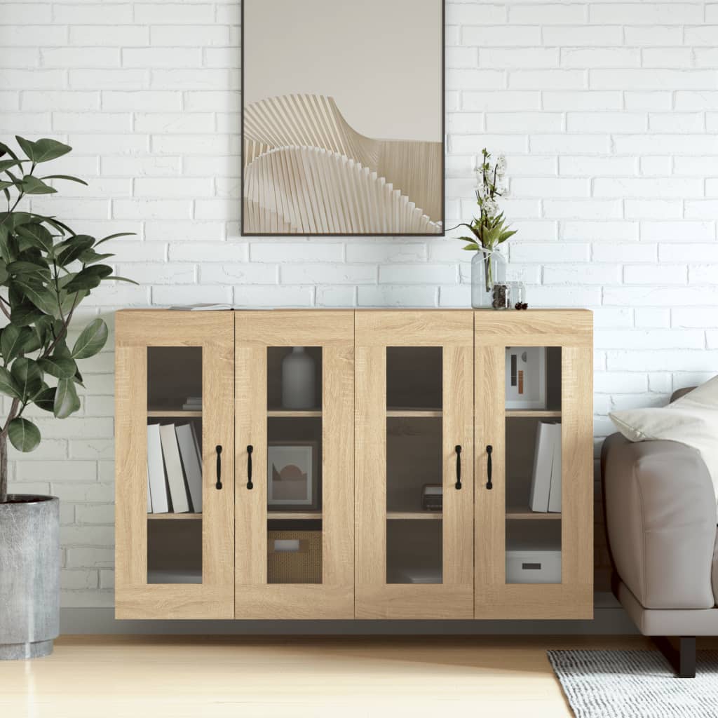 2 pcs wall cabinets sonoma oak engineered wood