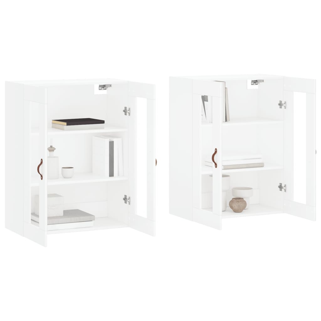 Armoires murales 2 pcs blanc bois d'ingénierie