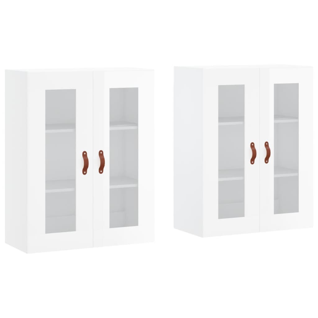 Armoires murales 2 pcs blanc brillant bois d'ingénierie