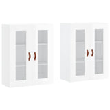 Armoires murales 2 pcs blanc brillant bois d'ingénierie