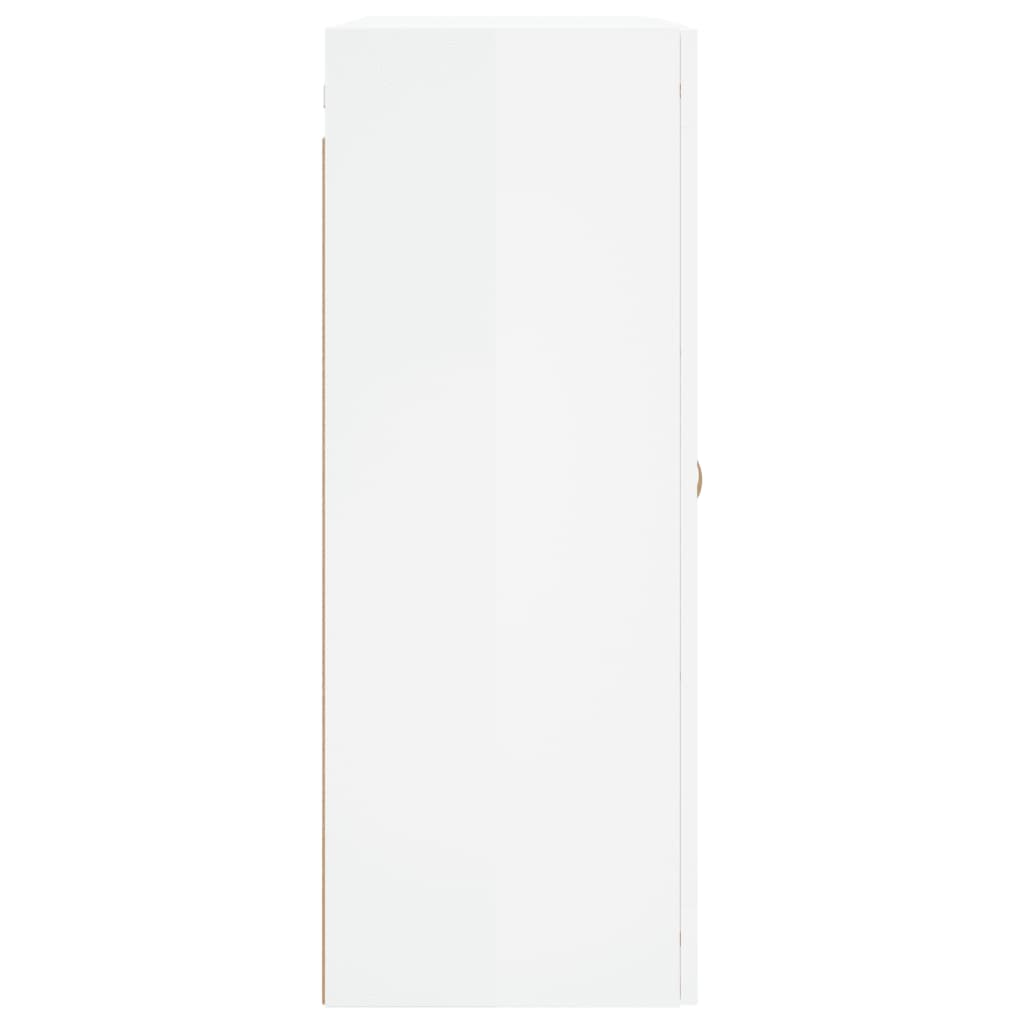 Armoires murales 2 pcs blanc brillant bois d'ingénierie