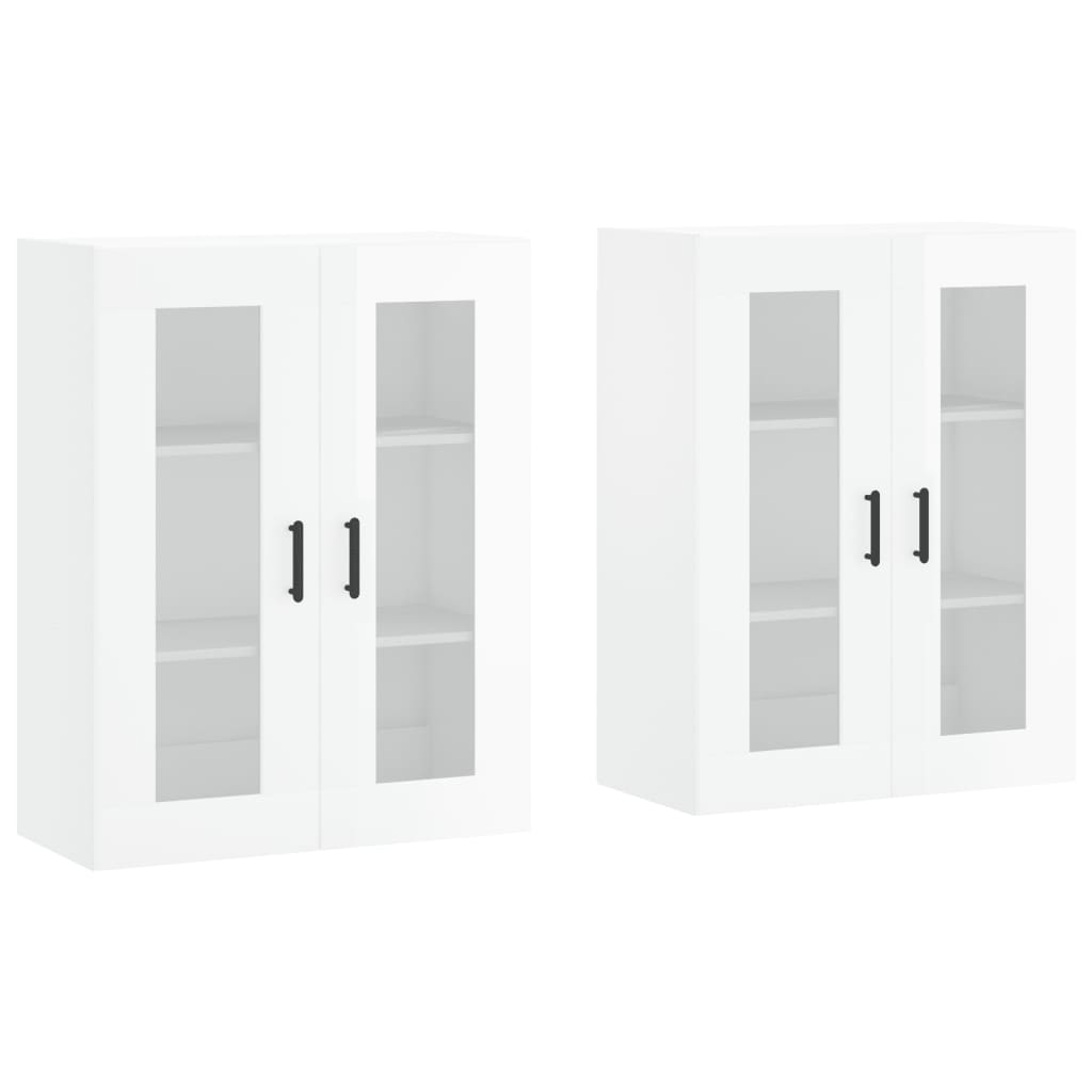 Armoires murales 2 pcs blanc brillant bois d'ingénierie